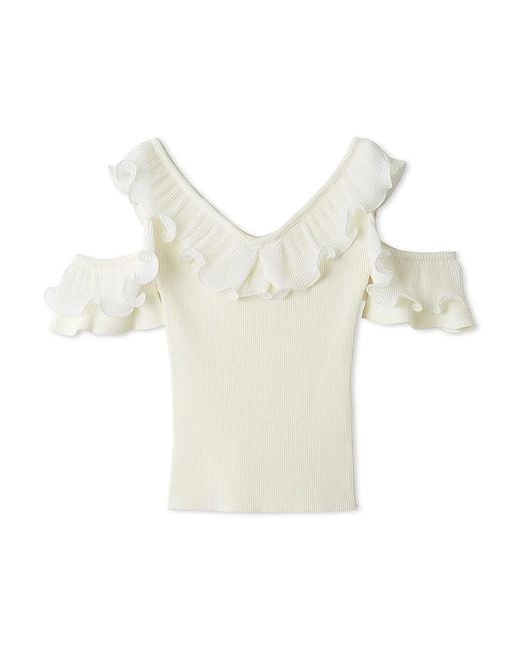 SNIDEL Green Frill Pleated Knit Pullover