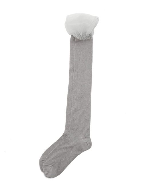 SNIDEL Black Volume Frill Sheer Socks