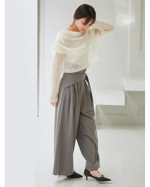 SNIDEL Black Mohair Sheer Off-Shoulder Pullover