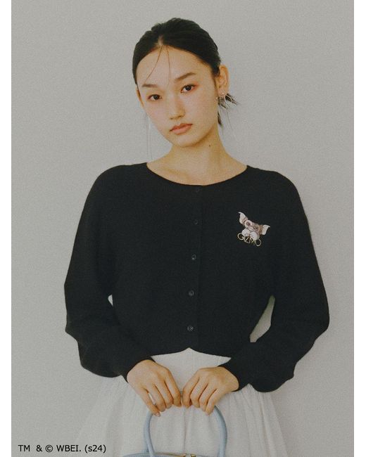 SNIDEL Pink Gremlins Special Order Embroidery Cropped Cardigan