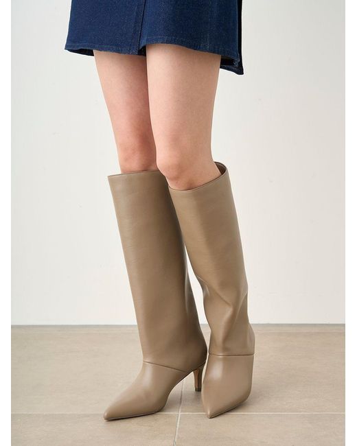 SNIDEL Brown Pointed-Toe Heeled Knee-High Boots