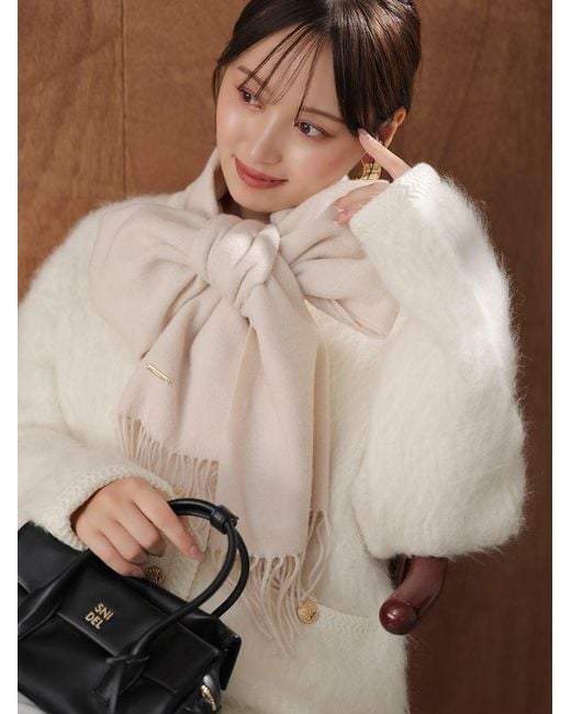 SNIDEL Gray Fur-Like Midi Knit Jacket