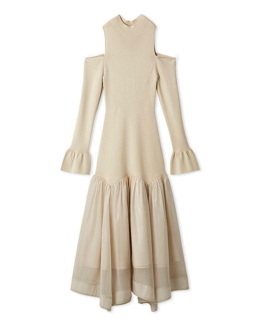 SNIDEL Women's Natural Sustainable Cold Shoulder Knit Dress