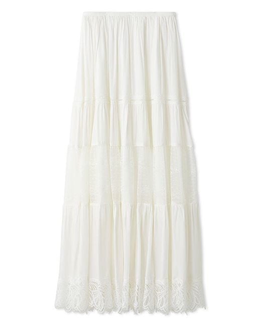 SNIDEL Black Boho Lace High-Waisted Ruffled Maxi Skirt
