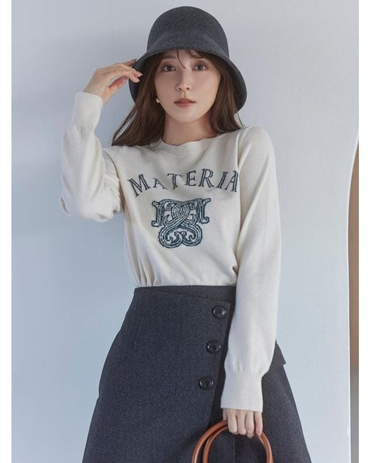 SNIDEL Brown Emblem Jacquard Knit Pullover