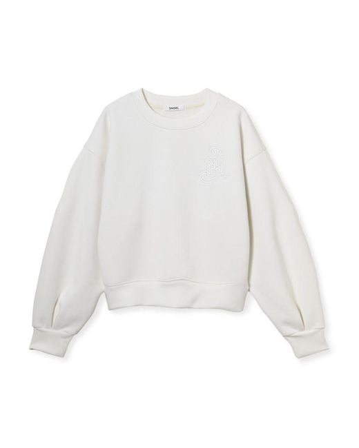 SNIDEL White Bonded Logo Sweatshirt Pullover