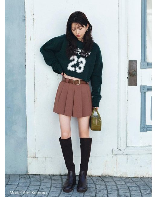 SNIDEL Brown Layered Design Pleated Skort
