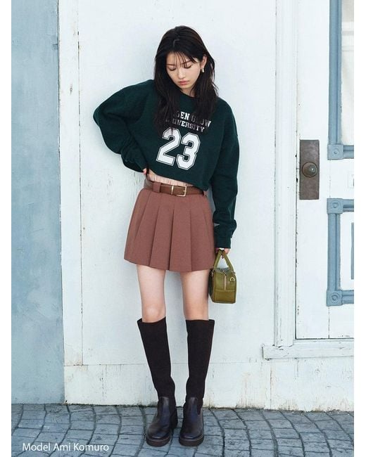 SNIDEL Brown Layered Design Pleated Skort