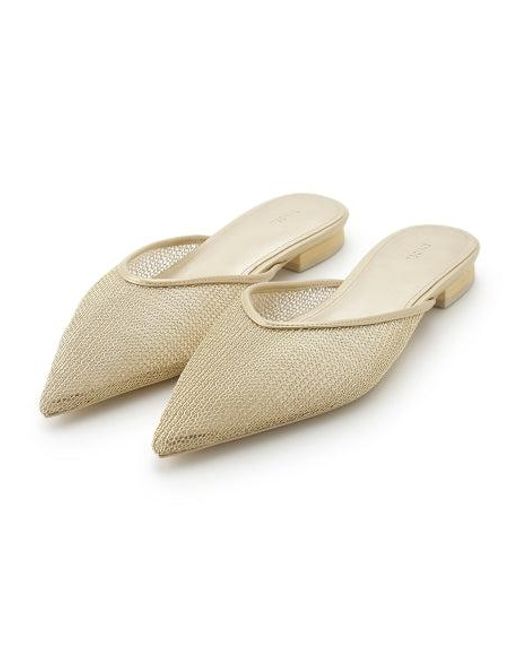 SNIDEL White Sabot Mesh Flat Mule