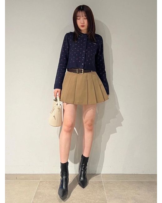 SNIDEL Blue Variety Print Cropped Cardigan