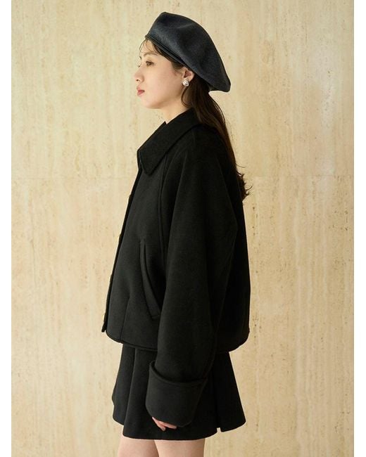 SNIDEL Black Stand Collar Metal Button Jacket