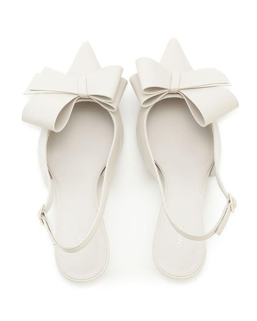 SNIDEL Natural Pointed Toe Bow Slingback Heels