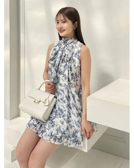 SNIDEL Blue Gathered Sleeveless Blouse Set