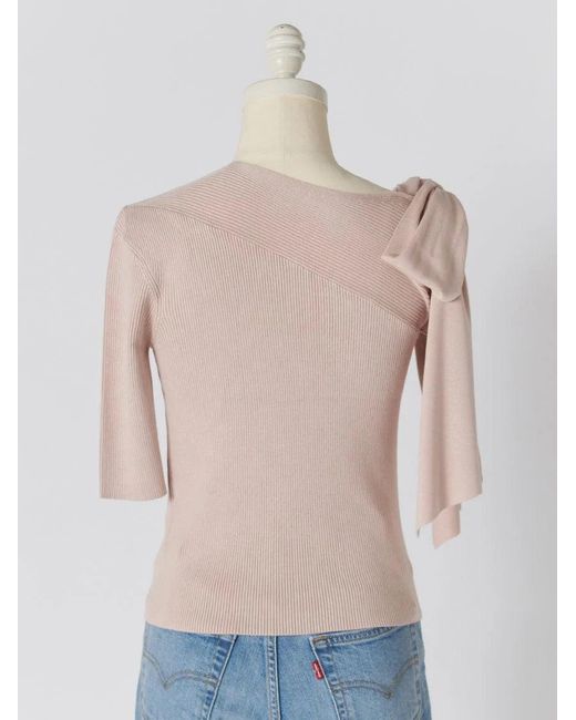 SNIDEL Natural Ribbon Shoulder Knit Pullover