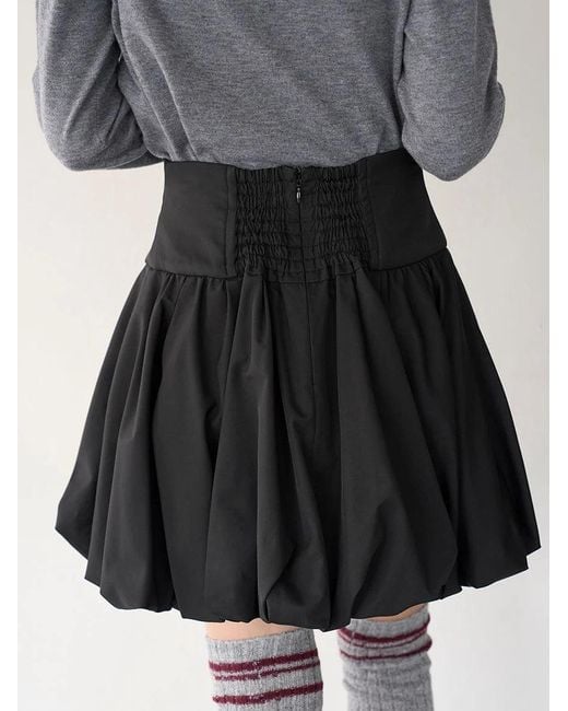 SNIDEL Black Balloon Mini Skirt