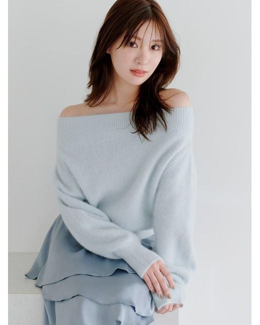 SNIDEL Red Fox Alpaca Off-Shoulder Pullover