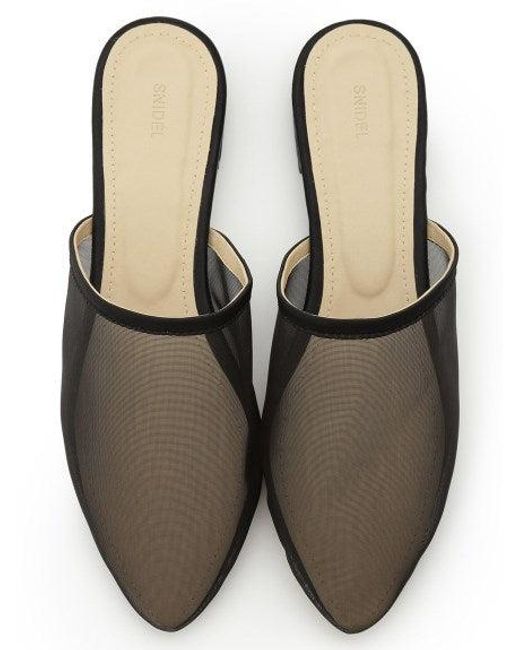 SNIDEL Green Sheer Tulle Flat Sandal