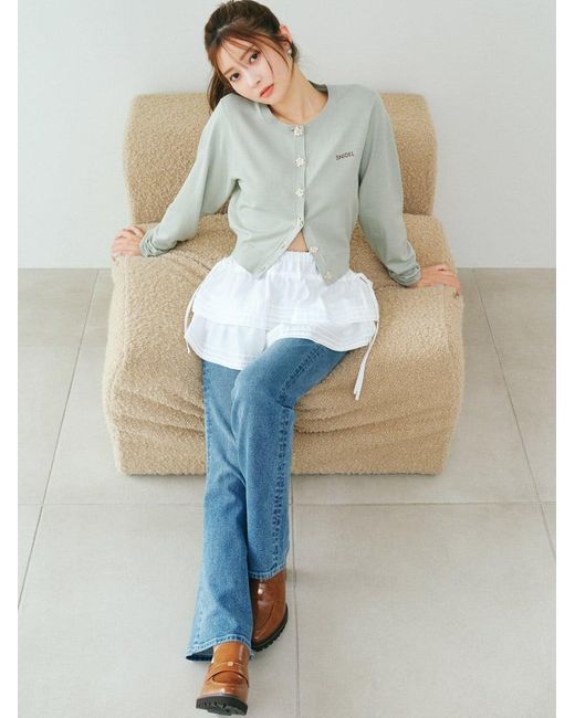 SNIDEL White Drawstring Frill Lace Belt