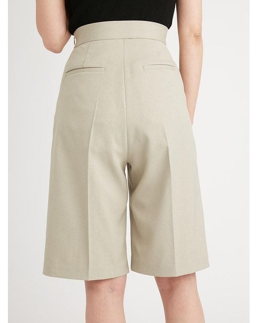 SNIDEL Natural Tuck Slim High Waist Knee Length Shorts