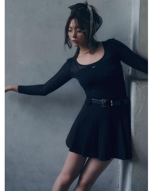 SNIDEL Brown Layered Design Pleated Skort