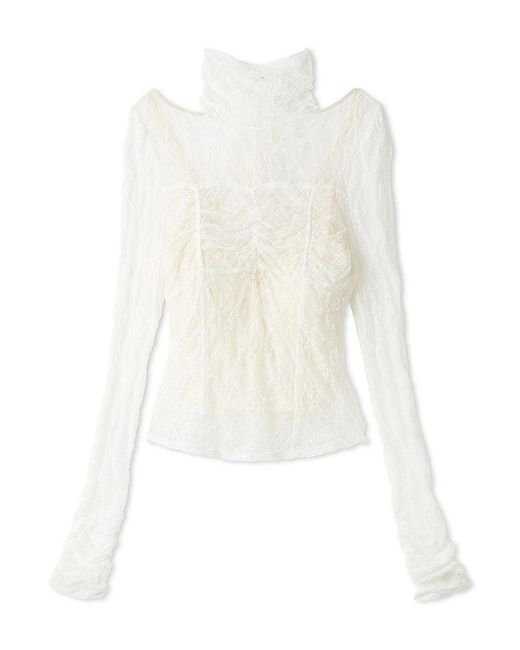 Chacott シースルー袖 ホワイトトップス SNIDEL [Chacott] Lace Sheer Top in White | Lyst