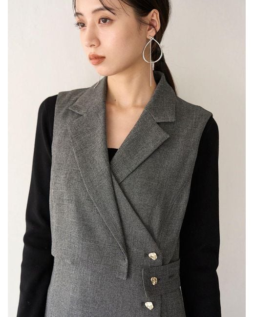 SNIDEL Gray Wrap Tailored Jumper Skirt