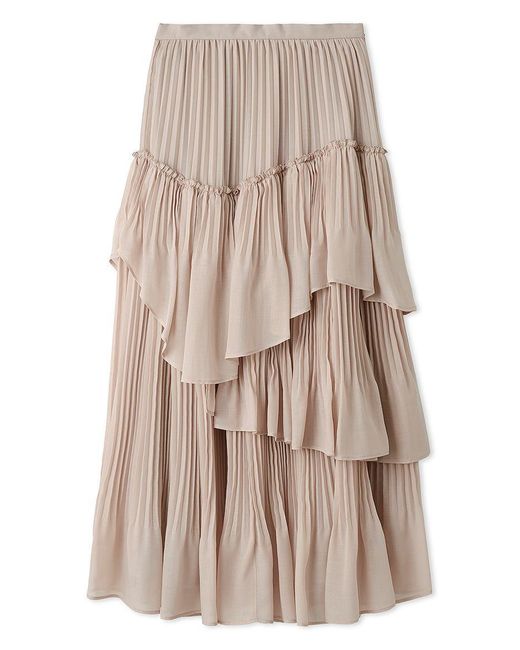 SNIDEL Natural Voluminous Layered Ruffle Midi Skirt