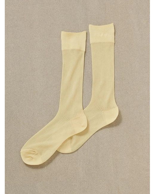 SNIDEL Yellow Sheer Rib Socks