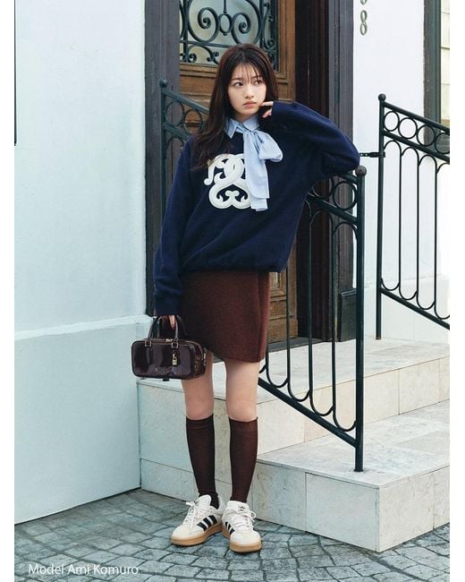 SNIDEL Blue Boa Logo Sweat Pullover