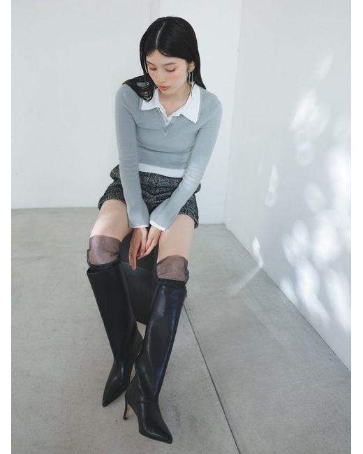 SNIDEL Black Volume Frill Sheer Socks