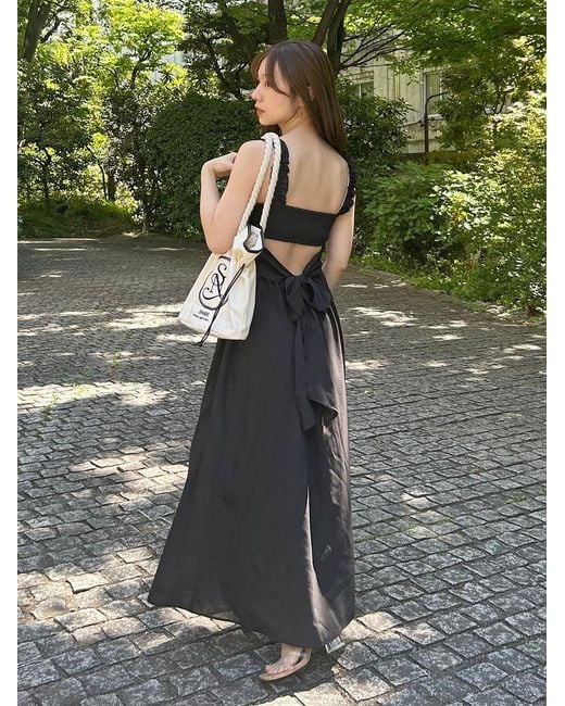 SNIDEL Black Open-Back Designed Dress