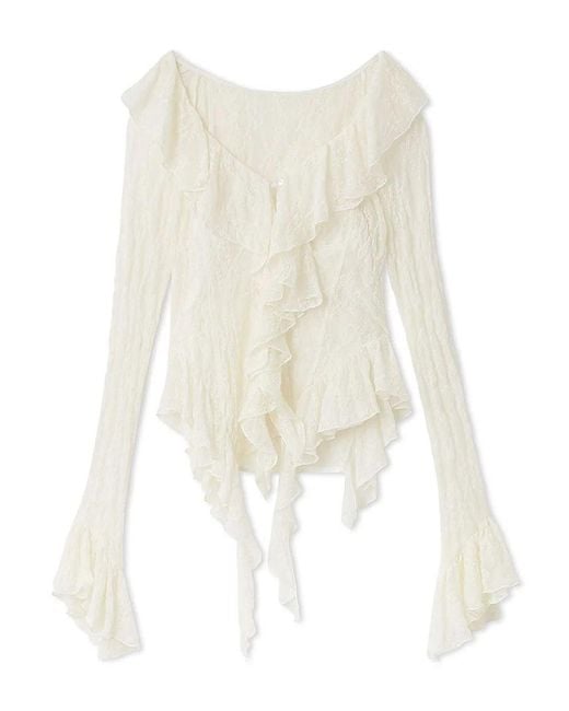 SNIDEL Natural Cut Lace Ruffle Pullover