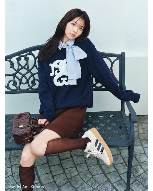 SNIDEL Blue Boa Logo Sweat Pullover