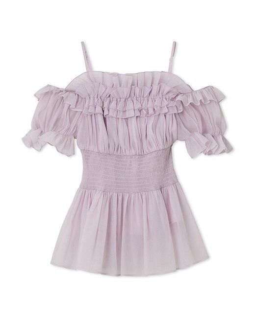 SNIDEL Black Chiffon Off-Shoulder Frill Blouse