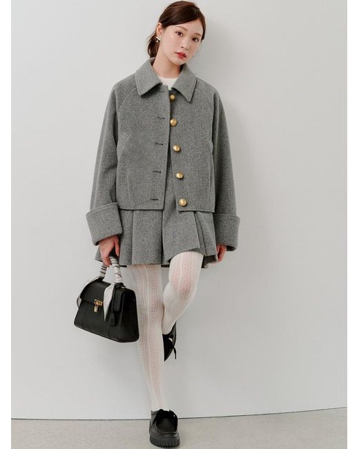 SNIDEL Black Stand Collar Metal Button Jacket