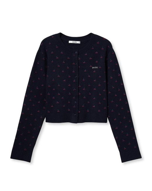 SNIDEL Blue Variety Print Cropped Cardigan