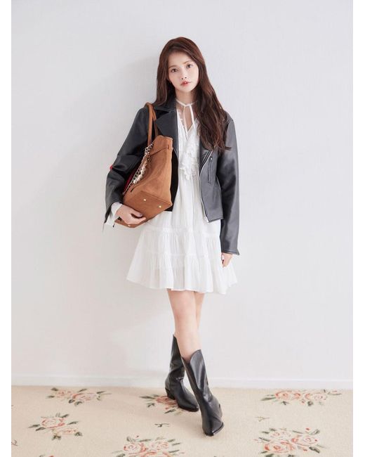 SNIDEL Black Trendy Pu Leather Jacket
