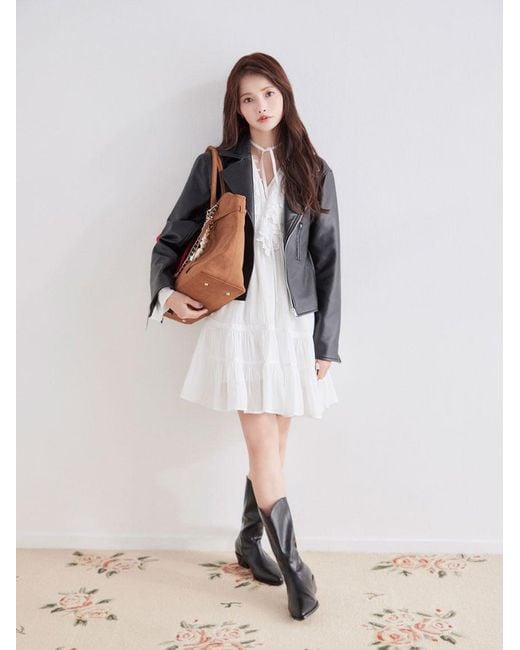 SNIDEL White Trendy Pu Leather Jacket