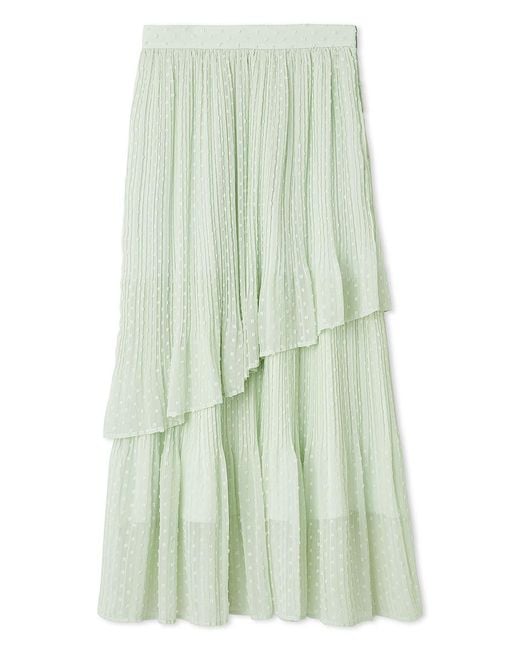 SNIDEL Green High-Waisted Pleated Midi Skirt