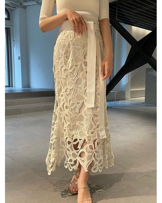 SNIDEL Black High Waisted Lace Cutout Maxi Skirt
