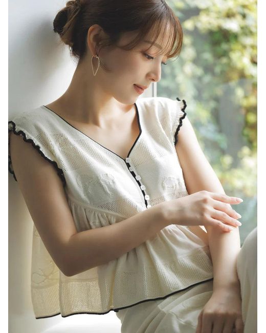 SNIDEL Blue Ribbon Jacquard Knit Pullover