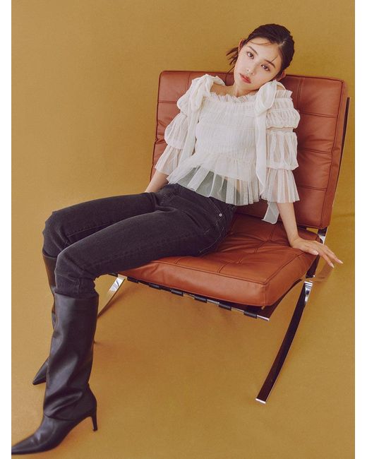 SNIDEL Brown Pointed-Toe Heeled Knee-High Boots