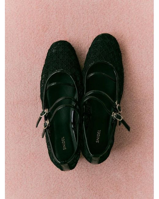 SNIDEL Black Strap Ballet Shoes