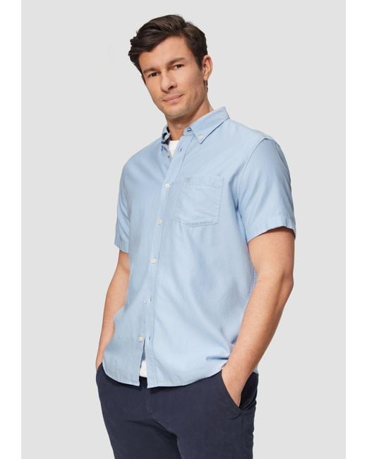 S.oliver Regular Fit: Kurzarm-Hemd aus Lyocellmix mit Button-Down-Kragen in Blue für Herren