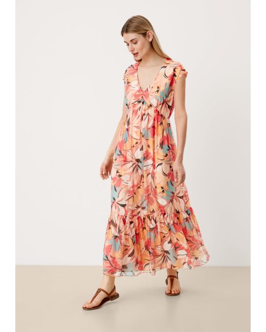 S.oliver White Stufenkleid mit Alloverprint