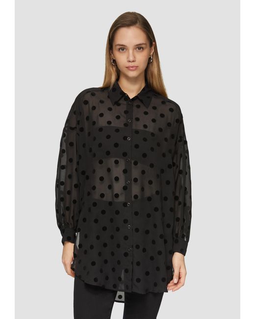 QS Black Transparente Longbluse mit seitlichen Schlitzen