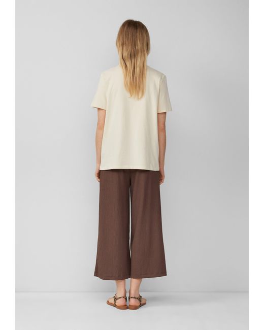 S.oliver Natural Jersey-T-Shirt mit Frontprint und Schmuckperlen