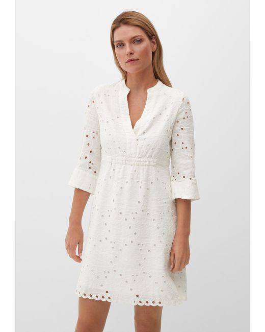 S.oliver Kleid aus Broderie Anglaise in Weiß | Lyst DE
