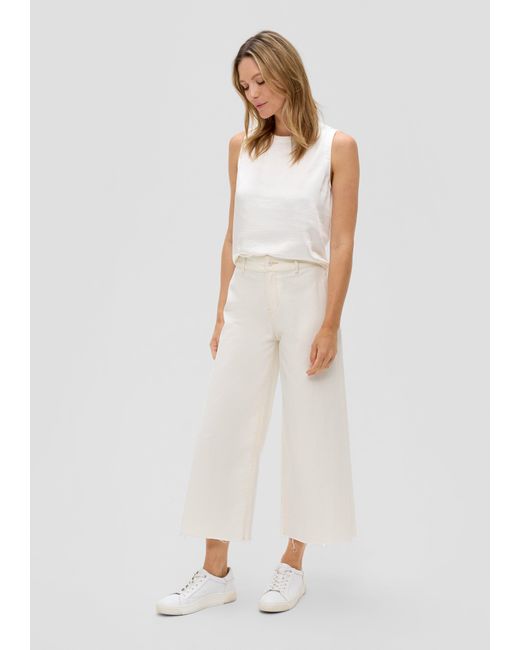 S.oliver White Culotte Jeans Suri / Regular Fit / Mid Rise / Wide Leg