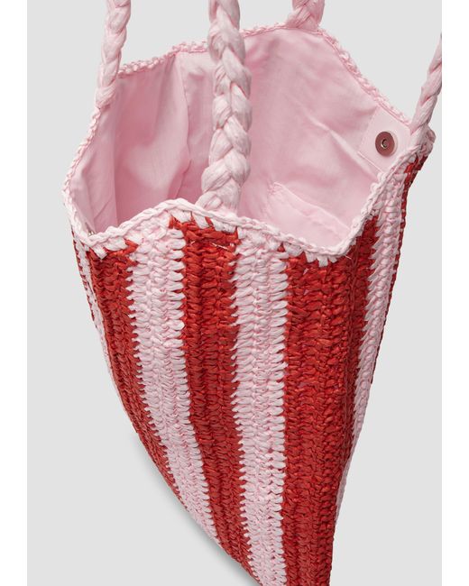 S.oliver Red Gestreifte Raffia-Tasche mit gezopftem Henkel